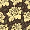 Abstract flowers seamless pattern. Vintage floral background. Yellow buds and leaves on a brown . For the fabric design, wallpaper