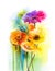 Abstract flowers watercolor painting daisy gerbera flowers