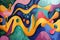 Abstract flowing organic shapes. Colorful Naive Painting. Generative AI