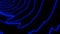 Abstract fluctuating neon blue bending stripes on a black background. Design. Rippling blue neon arcuate shaped lines.