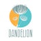 Abstract fluffy dandelion flower logo. illustration