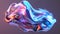 Abstract fluid iridescent holographic neon curved wave in motion background. Luminous 3D shape on gradient backdrop