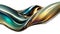 Abstract fluid metal bent form. Metallic shiny curved wave in motion. Cut out design element steel texture effect