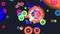 Abstract flying colorful glow circles particles animation