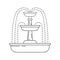 Abstract fountain. Decorative cascade fountain. Cascade and water splash. Vector line illustration.