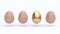Abstract four eggs and one gold white background 3d render