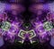 Abstract fractal background with purple and green blurred squares in rows at an angle to the vertical centerline.