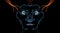 Abstract fractal colorful devil, demon head on black background. Digital illustration