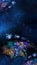 Abstract fractal fantastic space background with alien. Vertical banner