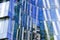 Abstract fragment of modern architecture, walls made of glass an
