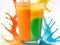 Abstract fruit juice illustration. Fruits with juice splash.