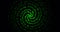 Abstract funnel of many green dots form spiral. Illusion of motion.