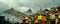 abstract future large favelas or slums and mountains environment background