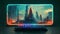 Abstract futuristic background of computer glowing technology sci fi frame hud ui