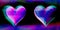 Abstract futuristic cyberpunk glitch purple pink blue shiny heart on dark background, love passion design for Valentine`s Day