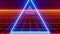 Abstract futuristic glowing triangle Neon Laser on Digital landscape 3d rendering