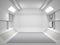 Abstract Futuristic light room interior design. 3D Rendering. Future concept