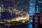 Abstract futuristic night cityscape. Hong Kong