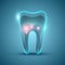 Abstract futuristic tooth structure on blue background