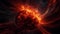 Abstract galaxy explodes in fiery motion, a natural phenomenon unleashed generated by AI