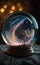 Abstract galaxy inside a crystal ball. Generative AI