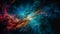 Abstract galaxy nebula, exploding big bang mystery in space backdrop generated by AI