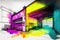 abstract garage pencil sketch with bright and bold colors