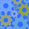 Abstract gear-wheels pattern olive green blue gray