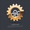 Abstract gears gold silver overlap on gray design modern industrial futuristic background vector