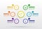 Abstract gears infographic with 6 steps. Mechanism with integrated gears and icons for business presentations or information