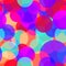 Abstract geometric background in bright neon colors. Seamless pattern with violet, purple, orange and turquoise circles.