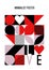 Abstract geometric bauhaus poster. Heart, love, text and other primitive forms, shapes. Modern flat style. Primitive