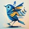 Abstract geometric blue bird, low poly in constructivism style design. Generative AI