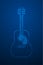 Abstract Geometric Bokeh circle dot pixel pattern Acoustic Guitar shape, music instrument concept design blue color illustration