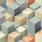 Abstract Geometric Composition. Three-Dimensional Cube Array in Soft Pastel Color Palette. Generative AI