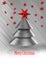 Abstract geometric conical christmas tree in silver, metal and red star