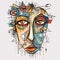 Abstract Geometric Design: Surrealistic Urban Face Illustration