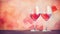 Abstract Geometric Fantasy of Two Wine Glasses on Red Background with Bokeh - Valentines Day