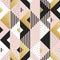 Abstract geometric gold pattern background of square and triangle elements for modern trendy golden design template. Vector geomet