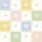 Abstract Geometric Pattern Background With Colorful Squares, Three Leaf Clovers And Delicate Hearts