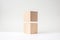 Abstract geometric real wooden cube with surreal layout on white background