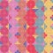 Abstract geometric seamless vector pattern with stylised flowers on stripes in bold colours.
