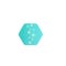 Abstract geometric shape, turquoise unusual laboratory vector logo. Bright bokeh in hexagon icon. Chemical bio particles