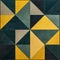 Abstract Geometric Yellow Tile With Dark Green And Dark Azure Style