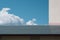 Abstract geometry. Street city photography, house roof and sky.