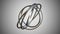 An abstract gimbal with five steel rings, looping 3d animation