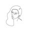 Abstract girl face minimalism continuous line drawing vector illustration minimalist design. Artistic women portrait with one