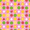 Abstract girly texture. Seamless pattern of fruit slices. Vector illustration isolated on pink background