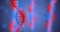 Abstract glittering DNA double helix with depth of field. Animation of DNA construction from debrises. Science animation