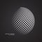 Abstract globe dotted sphere, 3d halftone dot effect. White colo